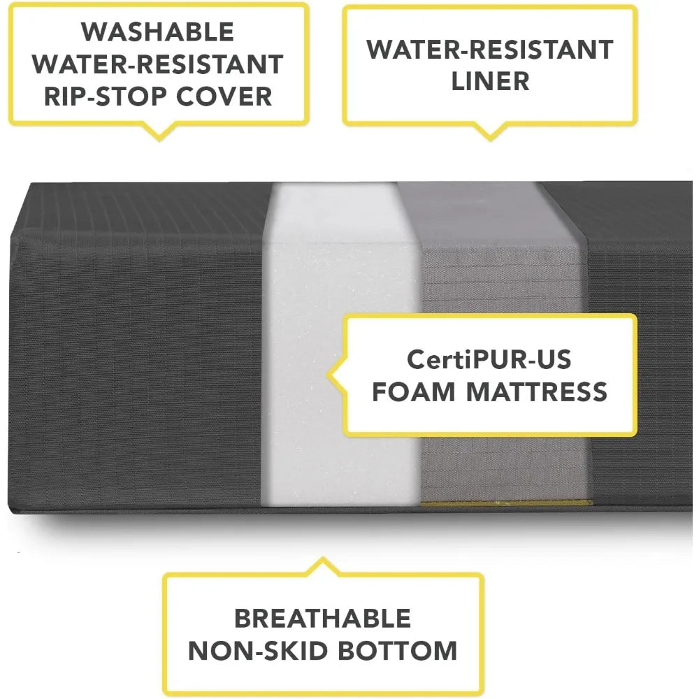 Tough Rip-Stop Orthopedic Rectangle Dog Bed Removable Washable Cover, Solid Orthopedic Foam for Size XXL Giant Big Dogs 68"x40"