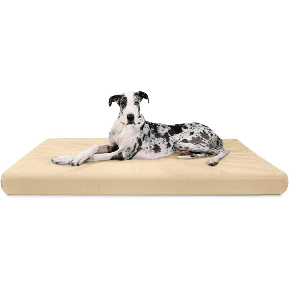 Tough Rip-Stop Orthopedic Rectangle Dog Bed Removable Washable Cover, Solid Orthopedic Foam for Size XXL Giant Big Dogs 68"x40"