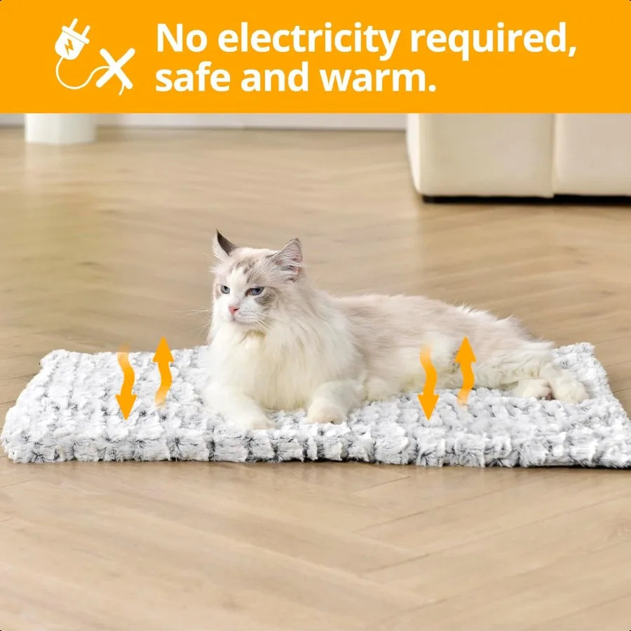 Self Warming Cat Bed 24 x 18 Ultra Soft Cat Dog Pet Heating Pad for Indoor Outdoor NonSlip Heated Cat Mat Thermal Blanket