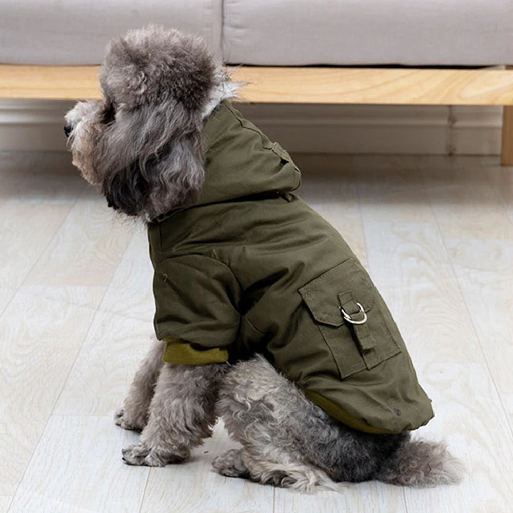 Pet Dog Jacket With Harness Winter Heavy Hiking Coat Dog Warm Hoodie Vest Windproof Outdoor Jacket For Small Medium Large Dog