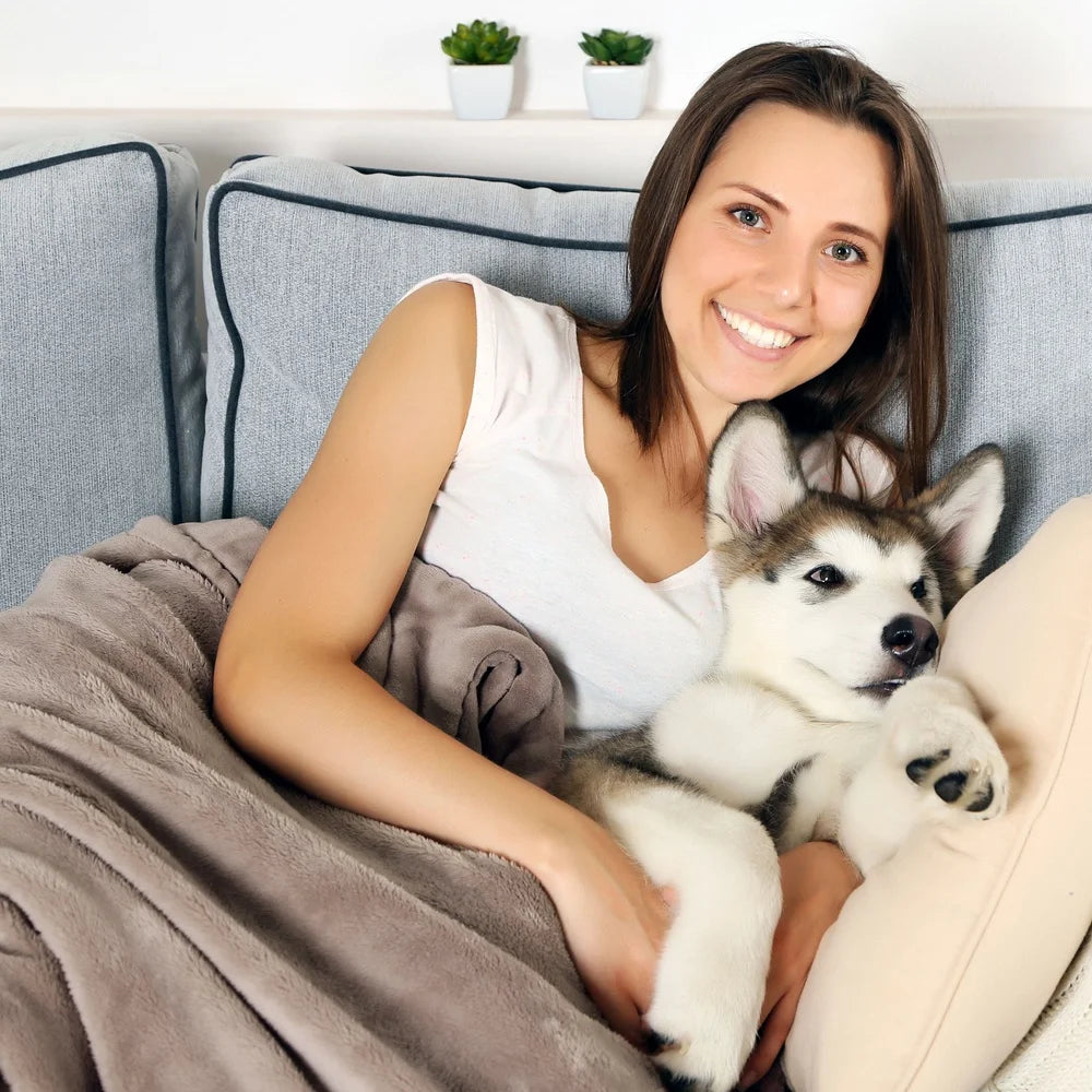 Waterproof Reversible Pet Blanket Furniture Protector Soft Sherpa Plaid Throw Machine Washable Dogs Cats Travel Home