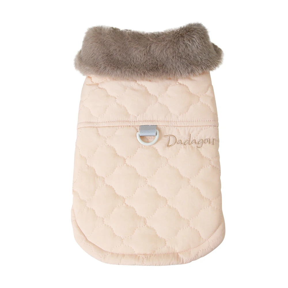 Winter Pet Coat Dog Jacket Big Fur Collar Soft Pet Vest with D-Ring for Small Dogs Puppy Warm Fleece Pet Vest Chihuahua Coats