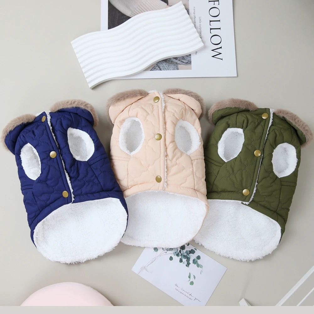 Winter Pet Coat Dog Jacket Big Fur Collar Soft Pet Vest with D-Ring for Small Dogs Puppy Warm Fleece Pet Vest Chihuahua Coats