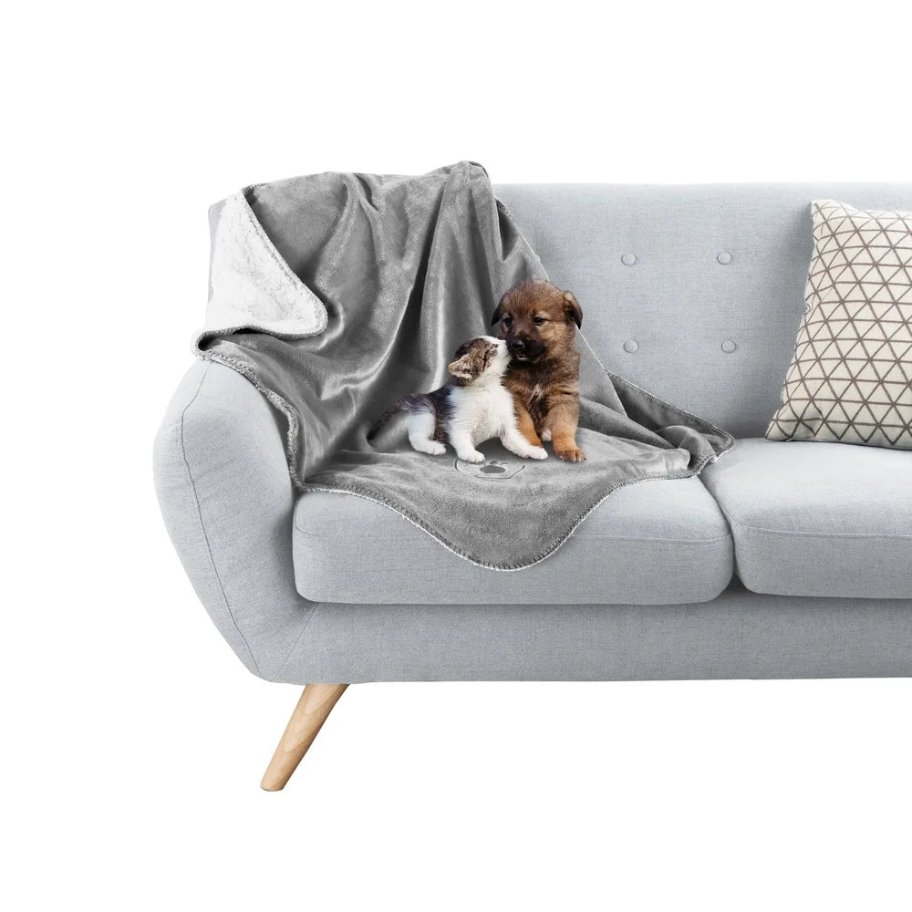 Reversible Waterproof Dog Blanket Soft Sherpa Fleece Machine Washable Pet Throw Blanket Couch Furniture Protection