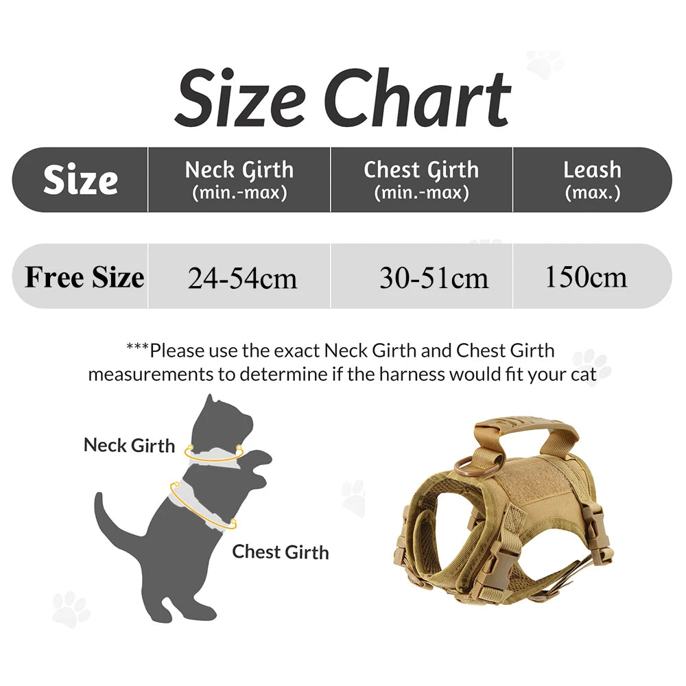 Tactical Cat Harness Leash with 9 Patches Small Dog Puppy Vest Straps with Handle Harnesses Training Adjustable Pet Accessories