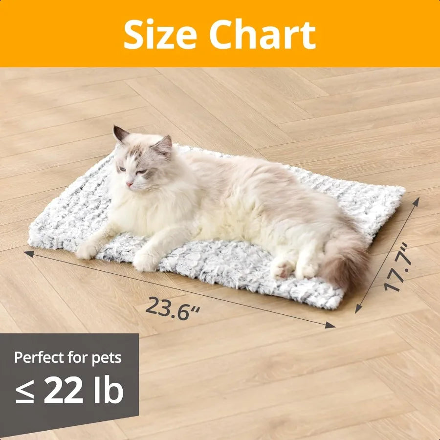 Self Warming Cat Bed 24 x 18 Ultra Soft Cat Dog Pet Heating Pad for Indoor Outdoor NonSlip Heated Cat Mat Thermal Blanket