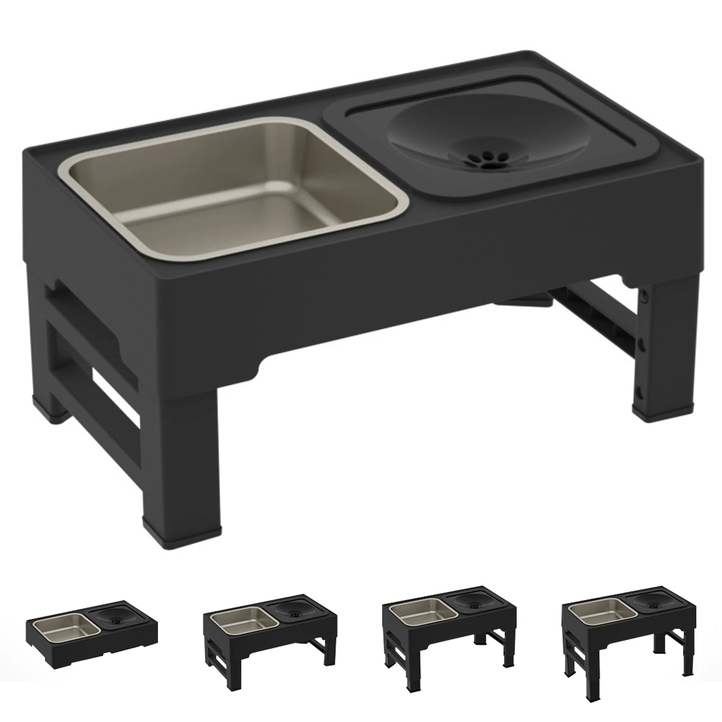3 In 1 Pet Dog Stainless Steel Slow Feed Drinking Water Bowls Anti Knock Adjustable Height Cat Dog Bowl Large Pet Slow Food