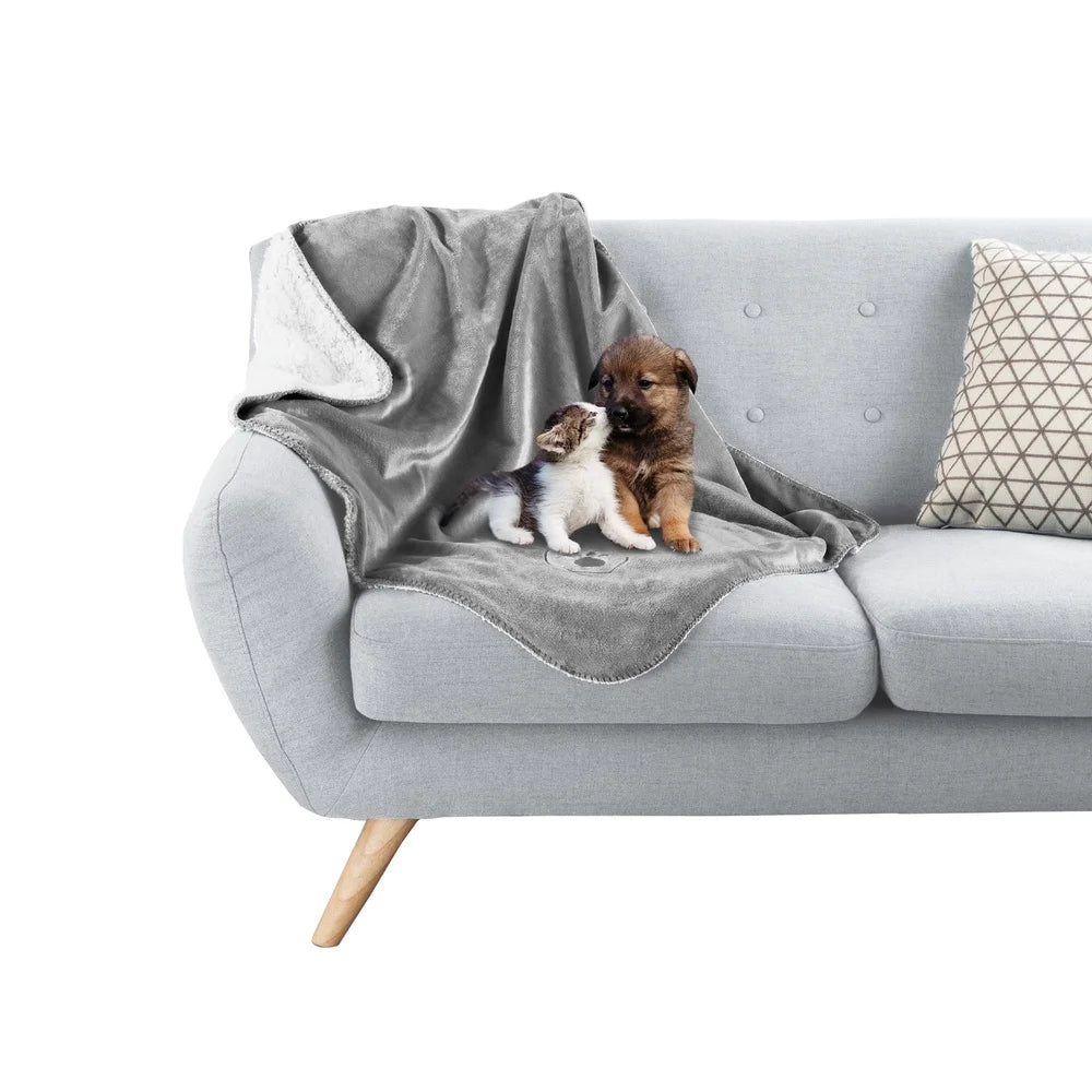 Reversible Waterproof Dog Blanket Soft Sherpa Fleece Machine Washable Pet Throw Blanket Couch Furniture Protection